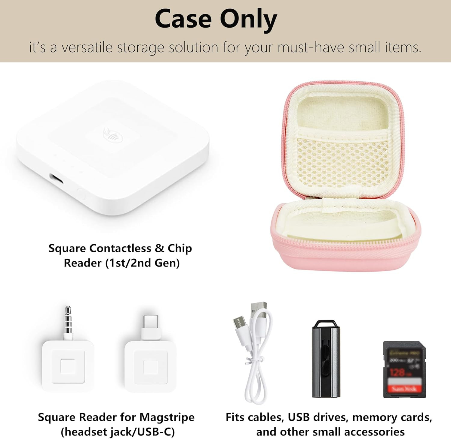 Card Reader Case for Square Contactless & Chip Reader (1st/2nd Gen), Mini Hard S