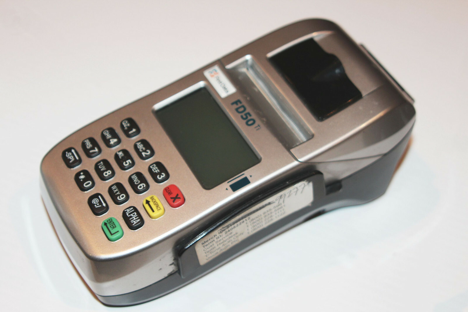 First Data FD-50Ti Credit Card Terminal + Printer 001689064 w/ OEM Power Supply