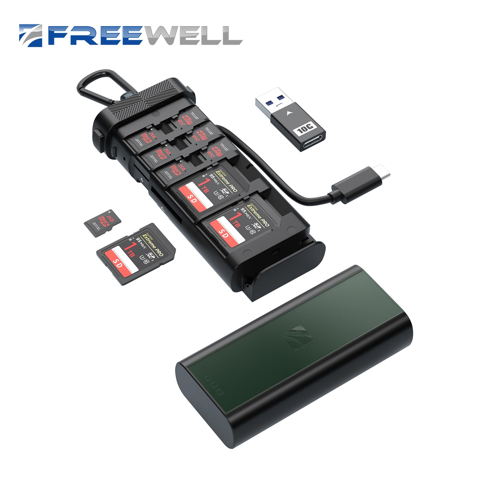 Freewell Portable Duo Reader Ultimate SD TF and Micro SD Card Reader & Holder fo