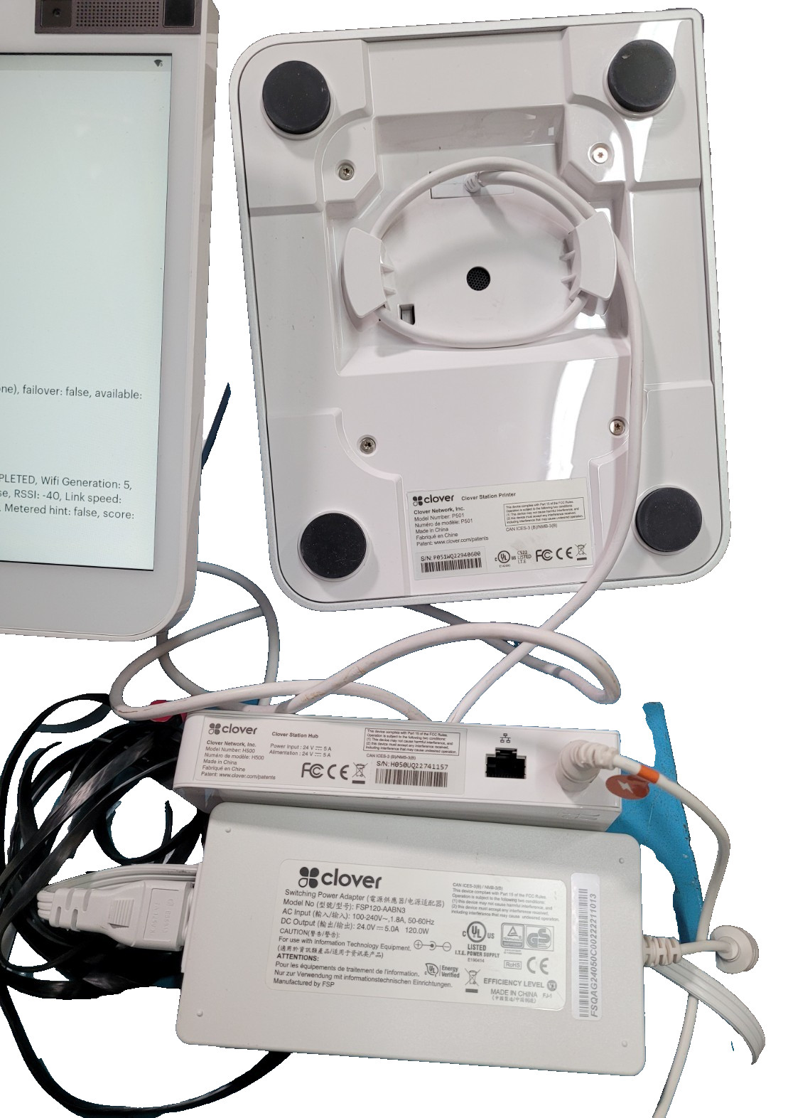 Clover Station Pro w/Display-S503 Terminal-C503 Printer-P501 Hub-H500–Unlocked
