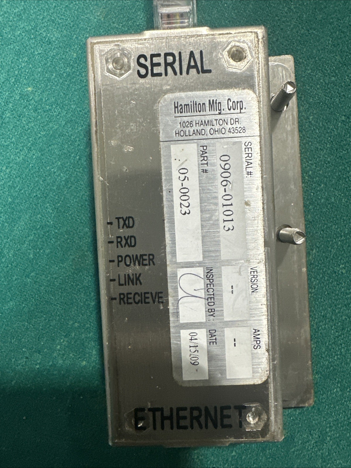 Hamilton MFG 05-0023 Serial To Ethernet Converter