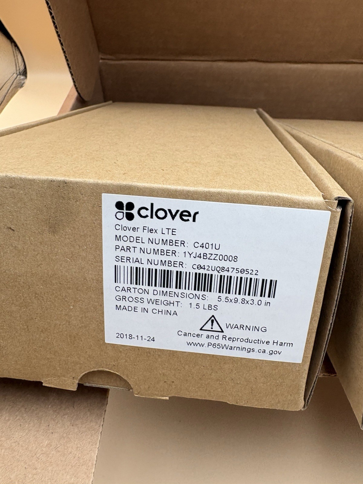 Clover Flex Starter Kit K400U Wireless POS Credit Card Terminal C401U LTE New