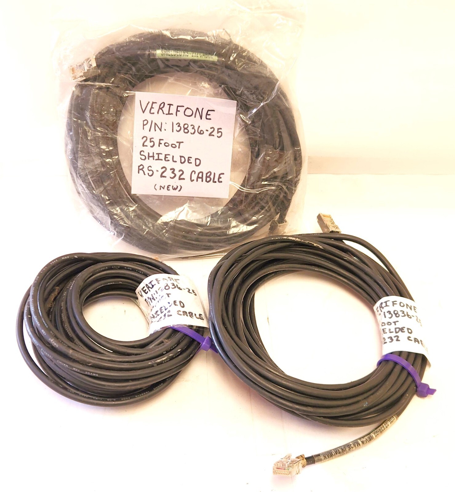 VERIFONE 13836-01, 13836-25, 13836-50 SHIELDED RS-232 CABLE LOT (NEW & USED)