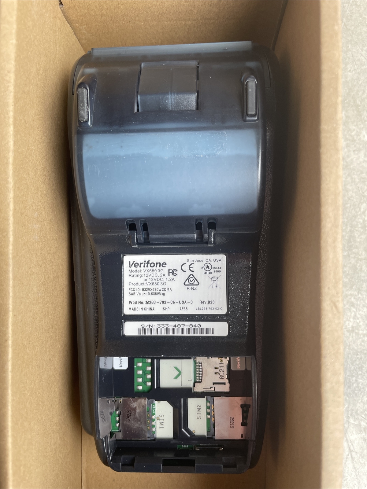 Verifone VX 680 3G Silver Handheld Wireless Credit Card Terminal