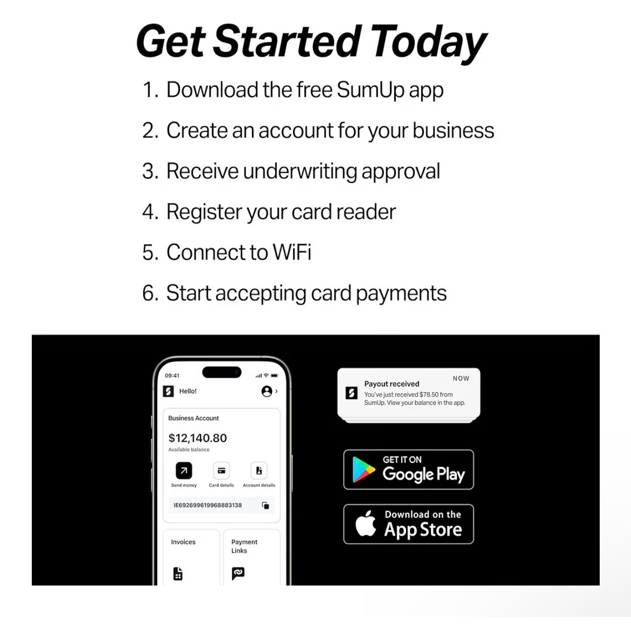 SumUp Solo Smart Card Reader with Charging Cradle – Mobile POS Payment Terminal