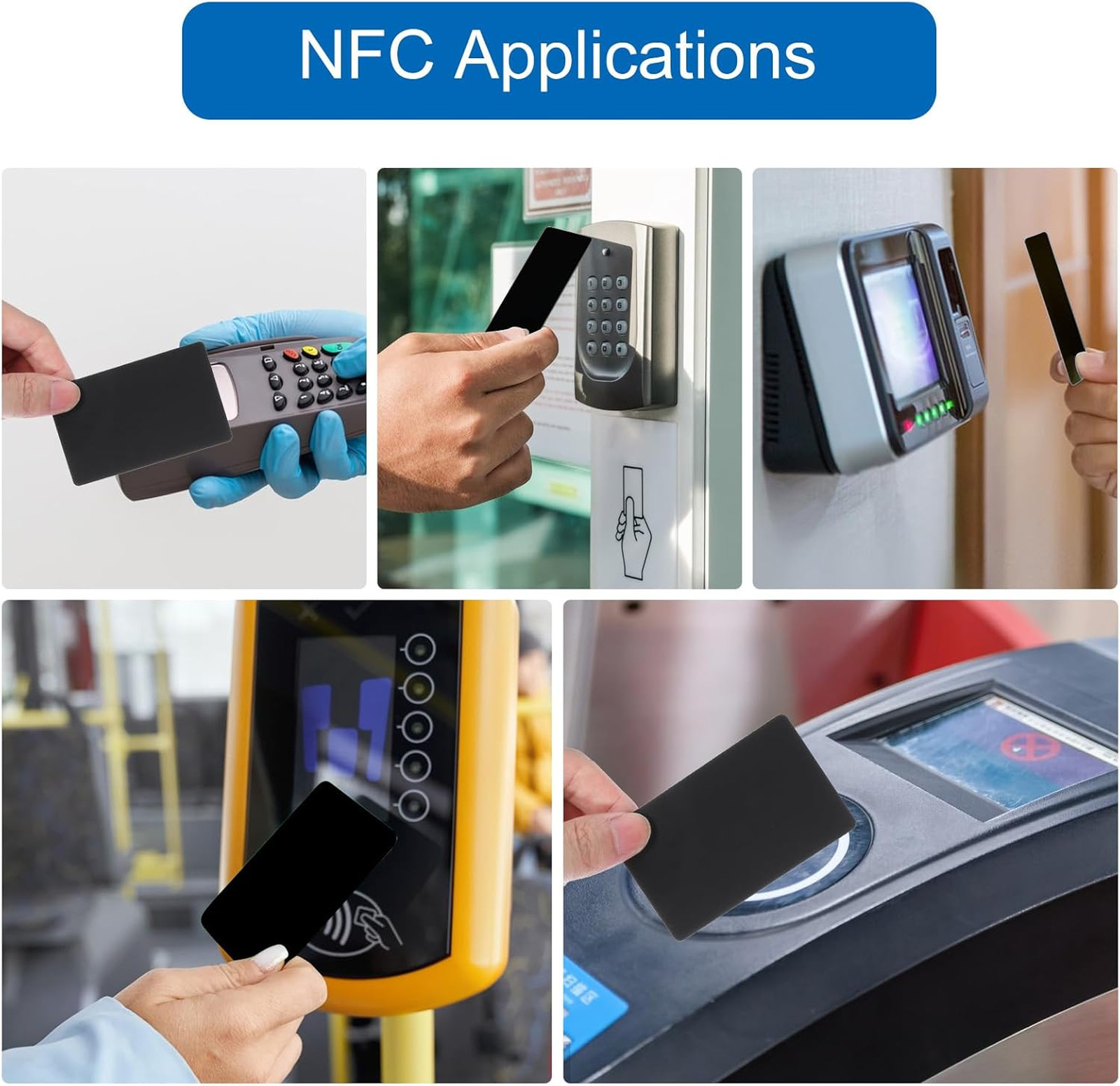 30pcs NFC Cards Rewritable PVC NFC Tags NTAG 215 504 Bytes Business Cards Black