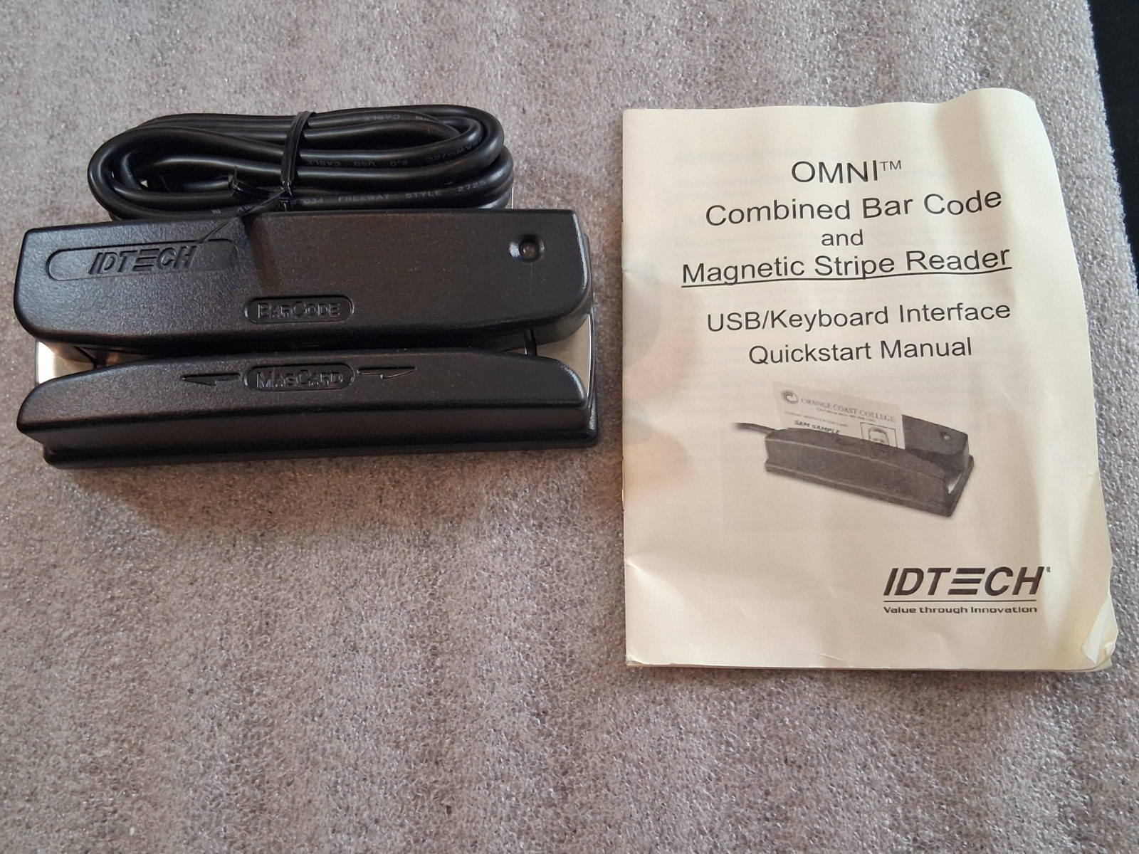 Idtech WCR3237-612U Omni Barcode and MagStripe Reader, Track 1, 2