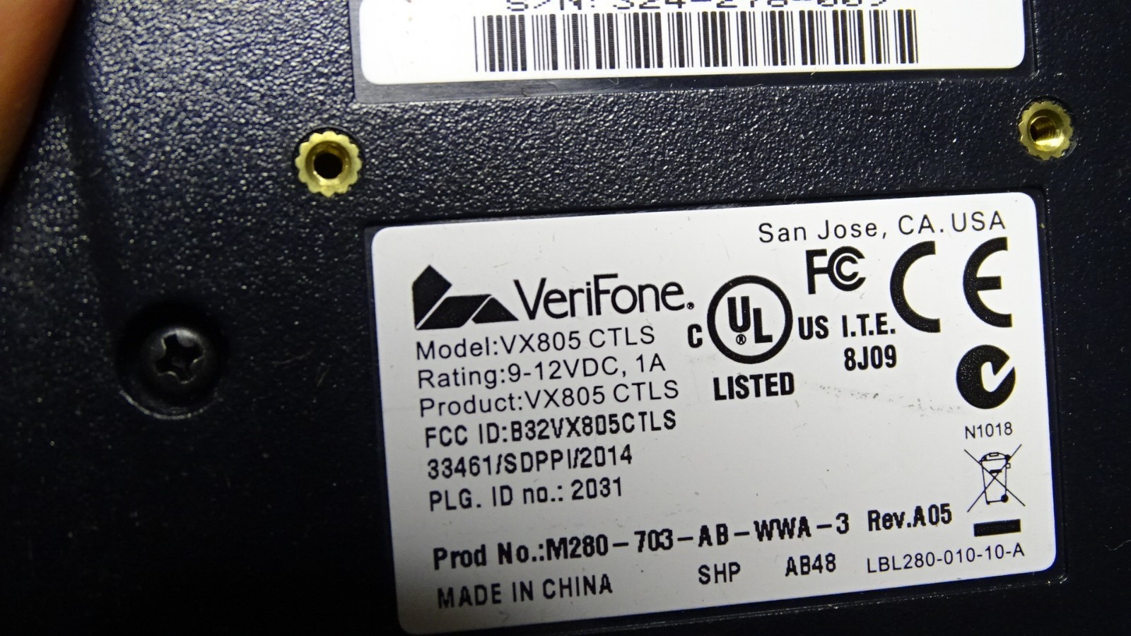 Verifone VX-805 Pin Pad Card Reader Keypad Tested
