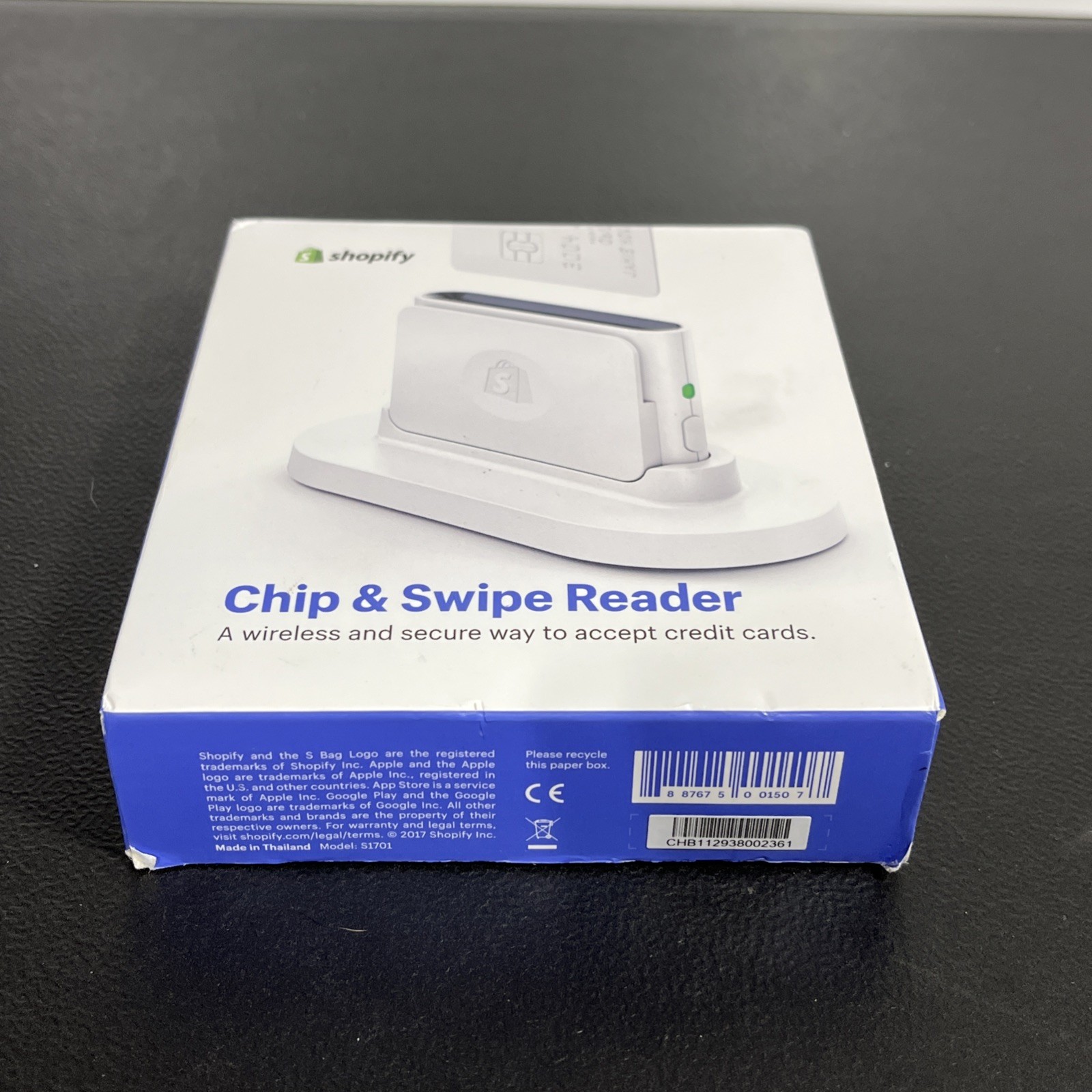 Shopify Chip and Swipe Credit Card Reader White Model S1701 OPEN BOX