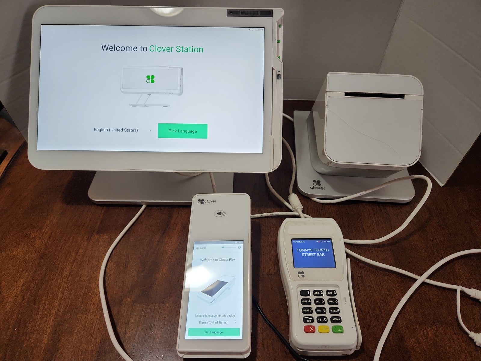 Clover Station Display C500 POS Point Of Sale W/ Mini Handheld C401U & Printer