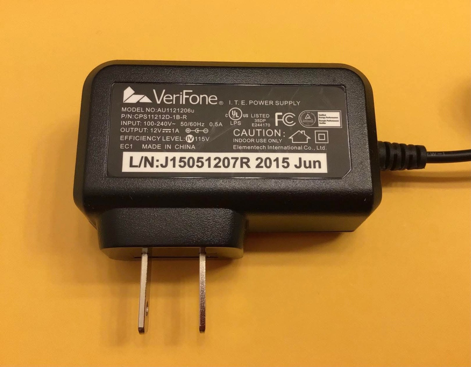 VeriFone 12V Power Supply, MX915 MX925, CPS11212-1C-R, Model AU1121206u ✨used✨