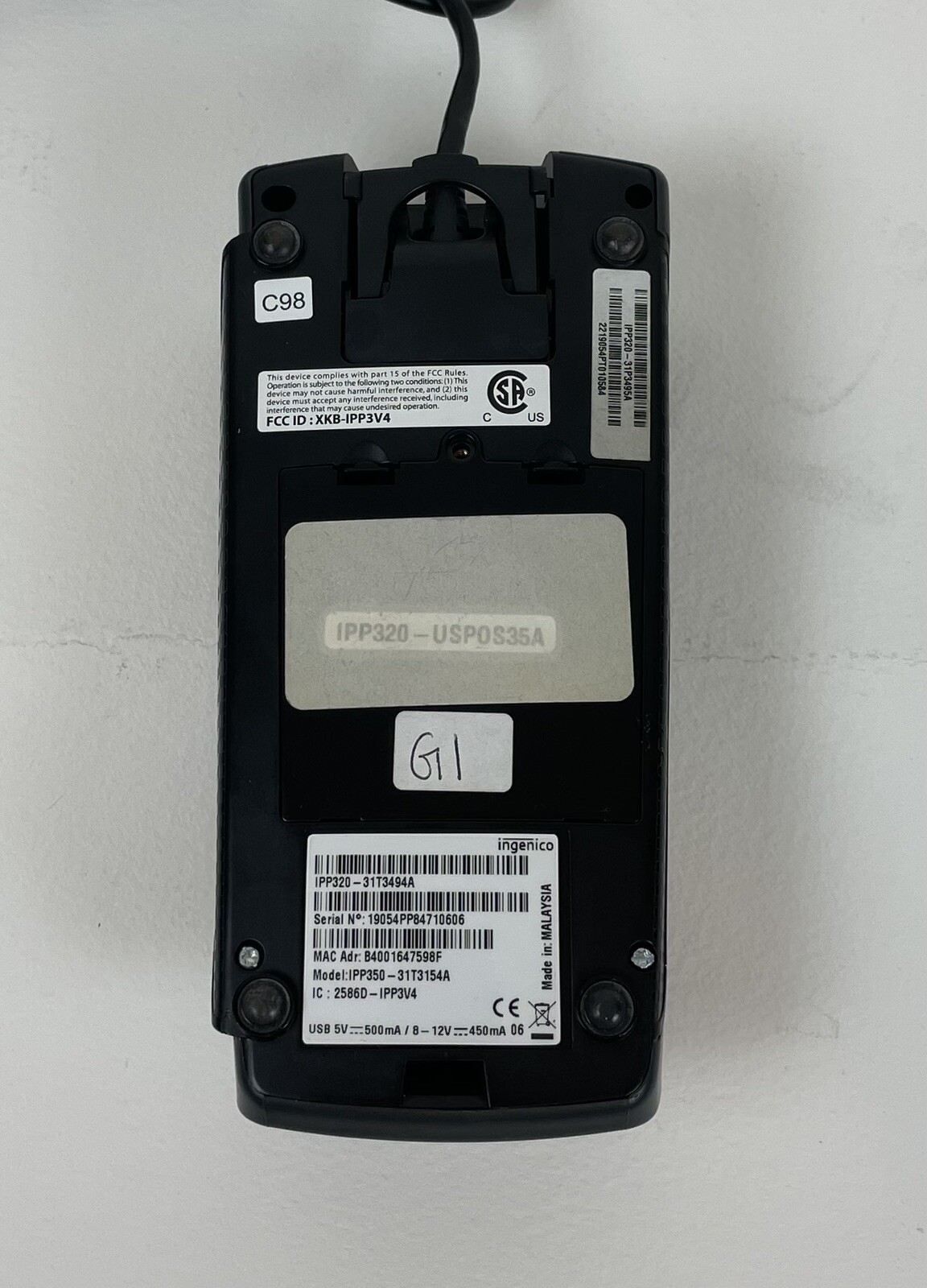 INGENICO IPP320 CREDIT CARD SCANNER MODEL IPP320-31T3494A