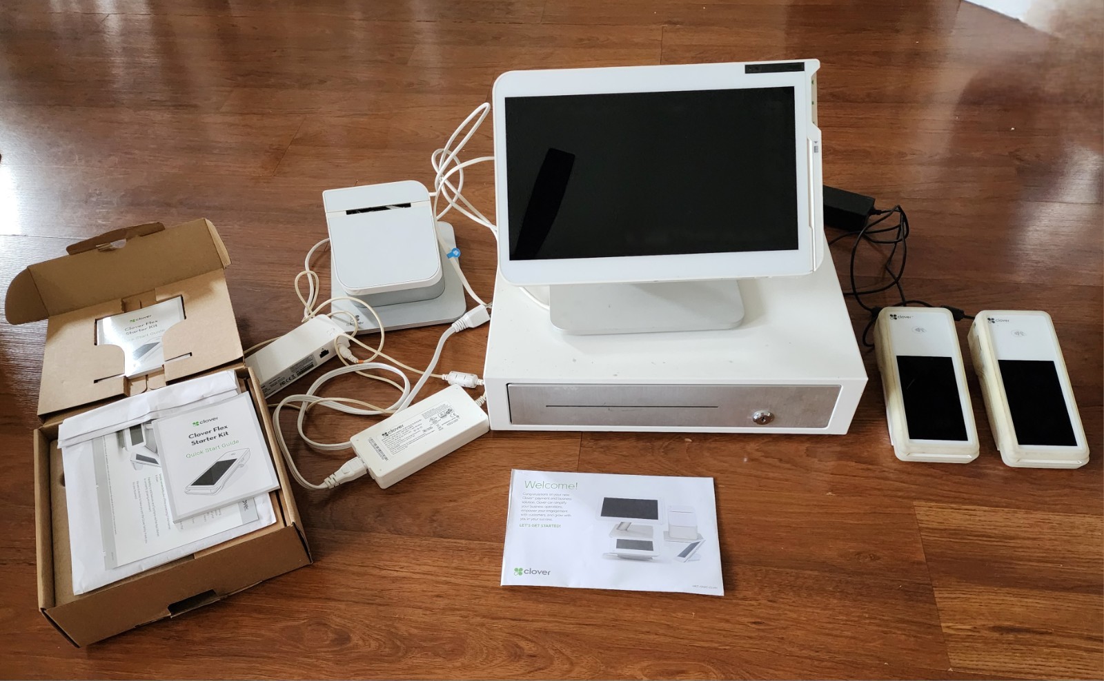 Clover POS System Clover Station + 2 Flex Handhelds + Printer + Cash Drawer