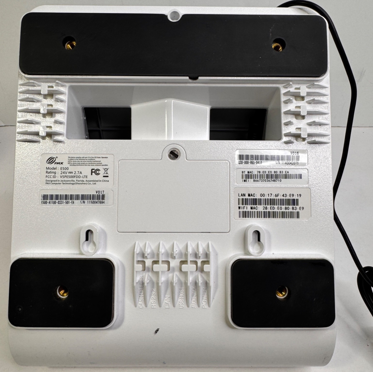 PAX E500 POS Terminal Powers Up Untested As Is Parts Only