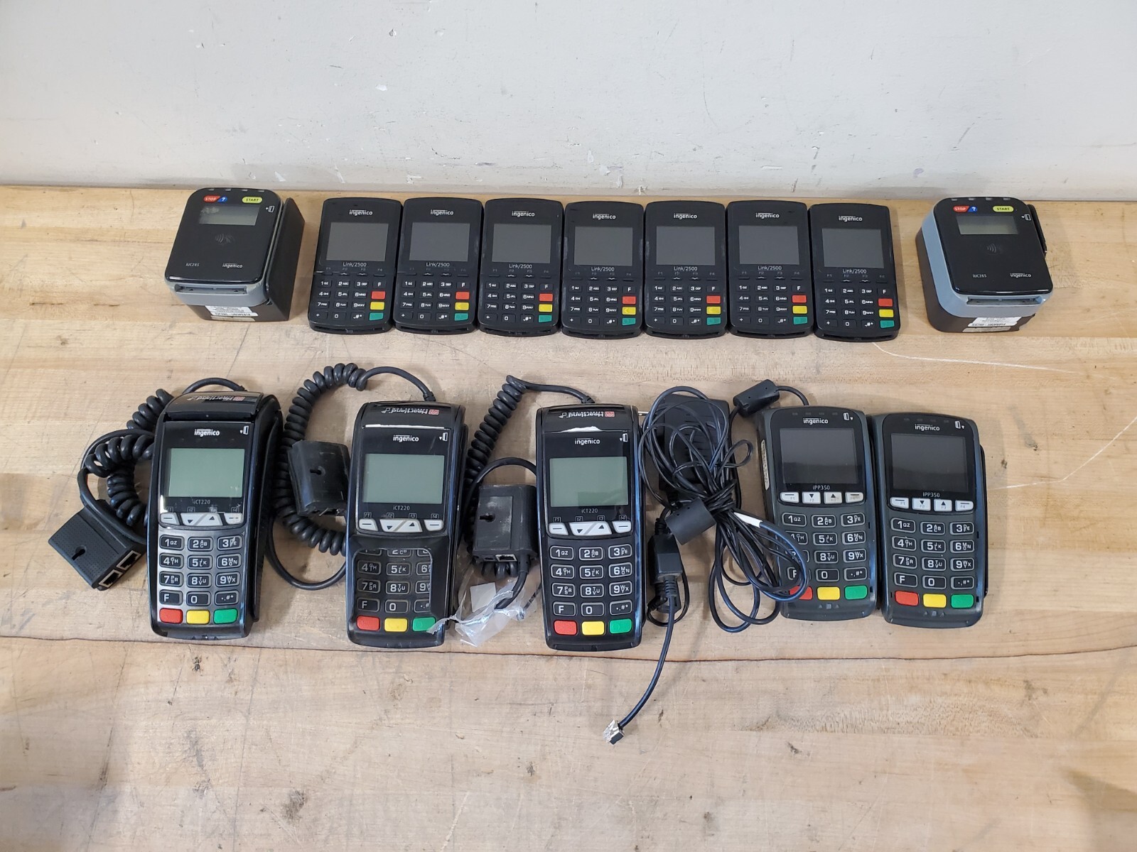 Lot of (14) Untested Ingenico – (7) Link/2500, (2) iUC285, (3) ICT220, (2) IP350