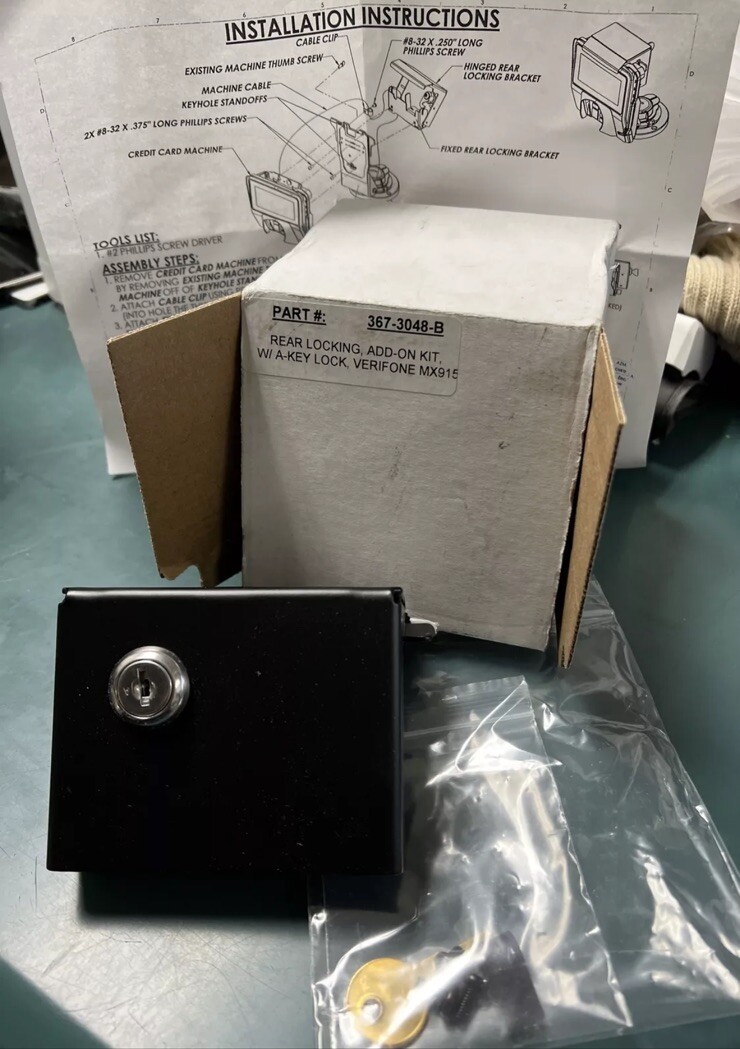 LOT OF 10 ENS 367-3048-B REAR-LOCKING, ADD ON KIT W/ A-KEY VERIFONE MX915