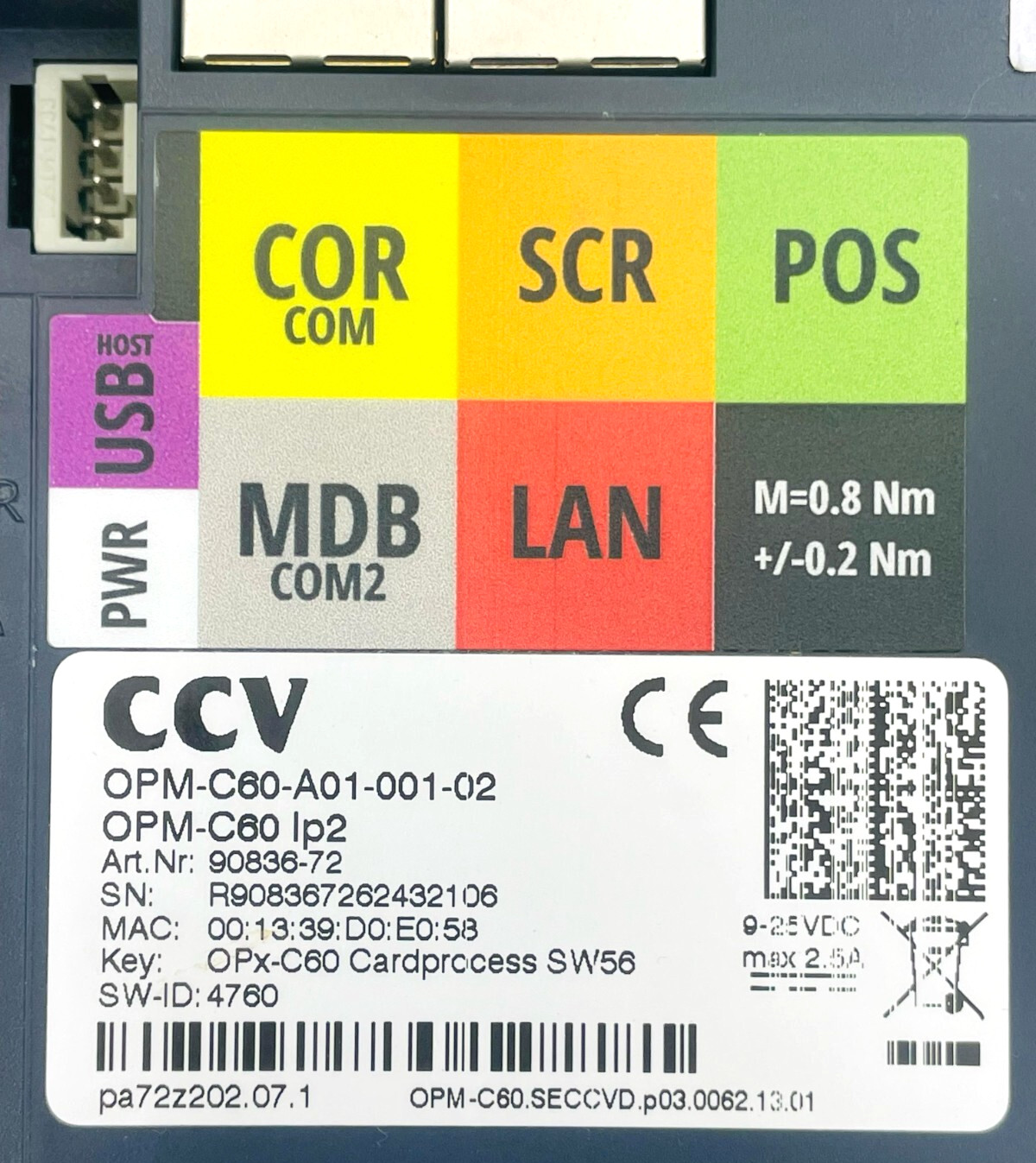 CCV OPM-C60-A01-001-02 Terminal Control Module OPM-C60IP2 (Used)