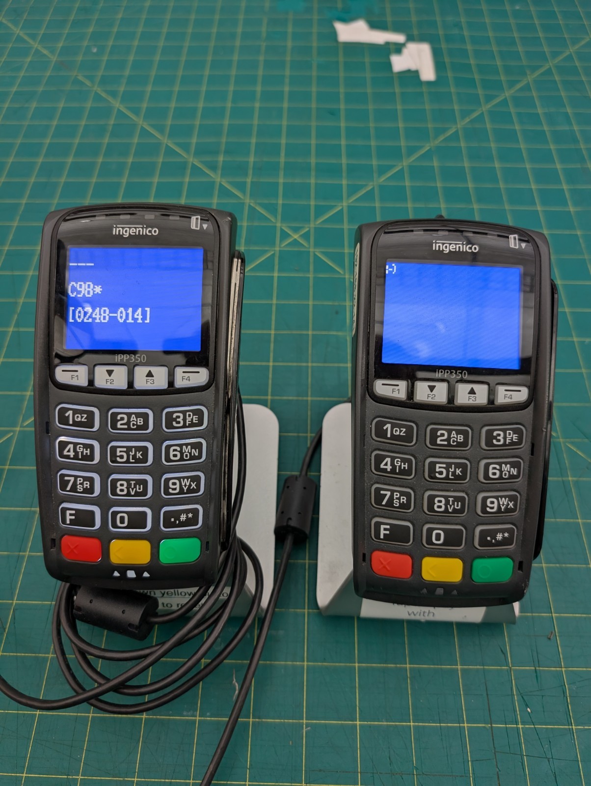 2x Aluminum Stands & Ingenico IPP350 Credit Card Terminal W/Power Supply