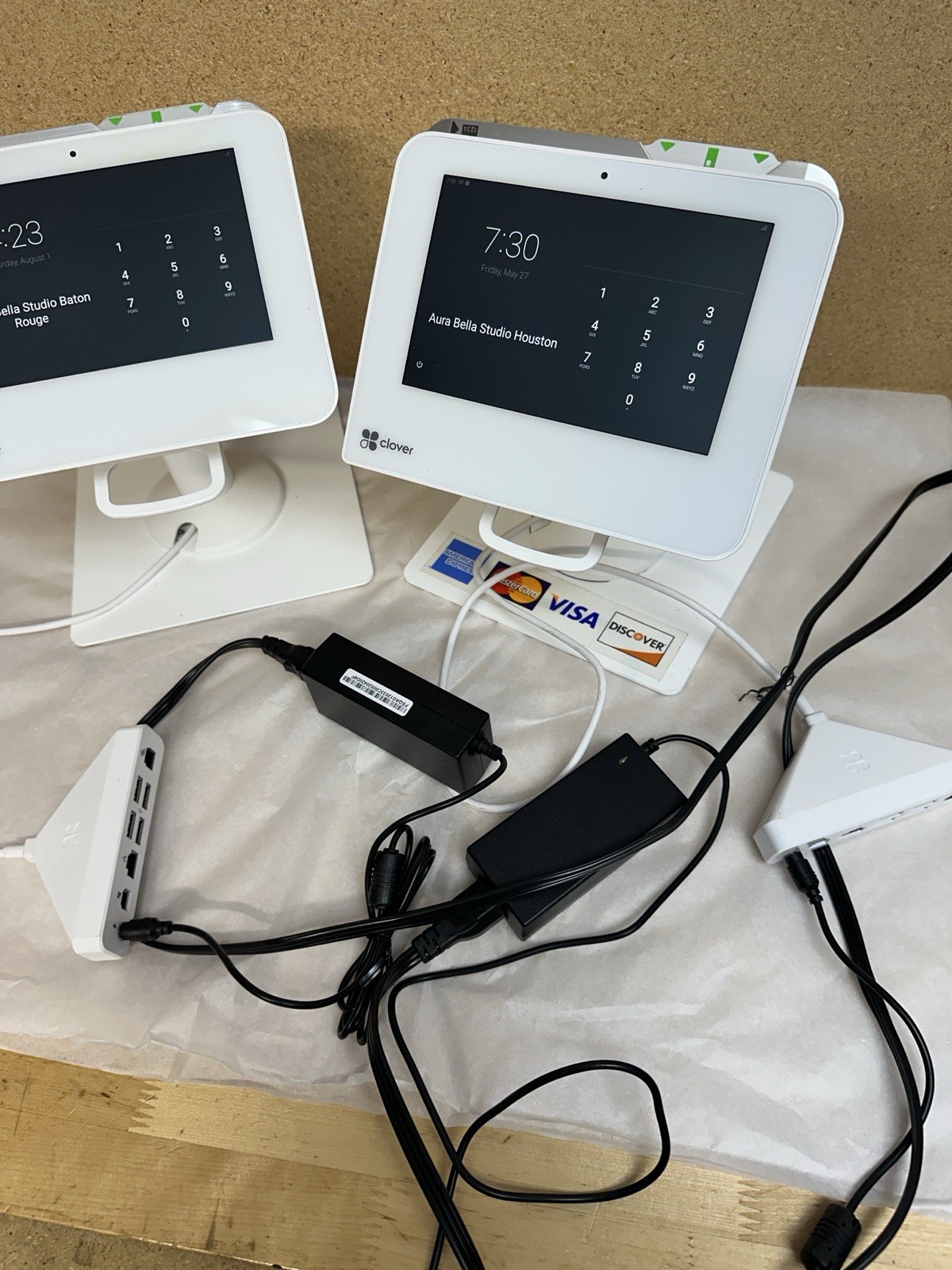 2 CLOVER Mini 2nd Generation C302U Credit Card Reader POS System PASSWORD LOCKED