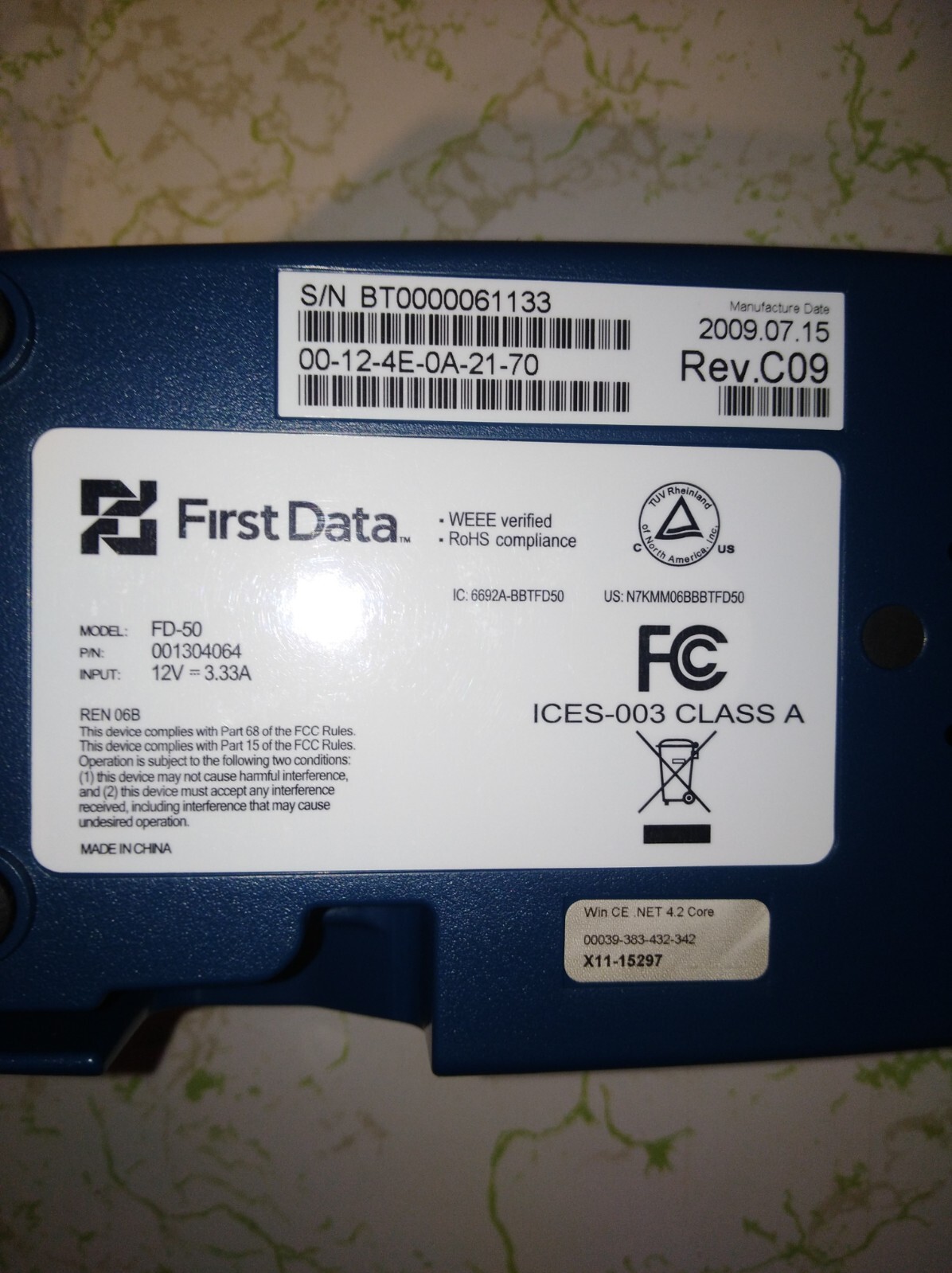 First Data FD50 Credit/Debit Card Reader Processor & FD10 Pinpad And Cables Used