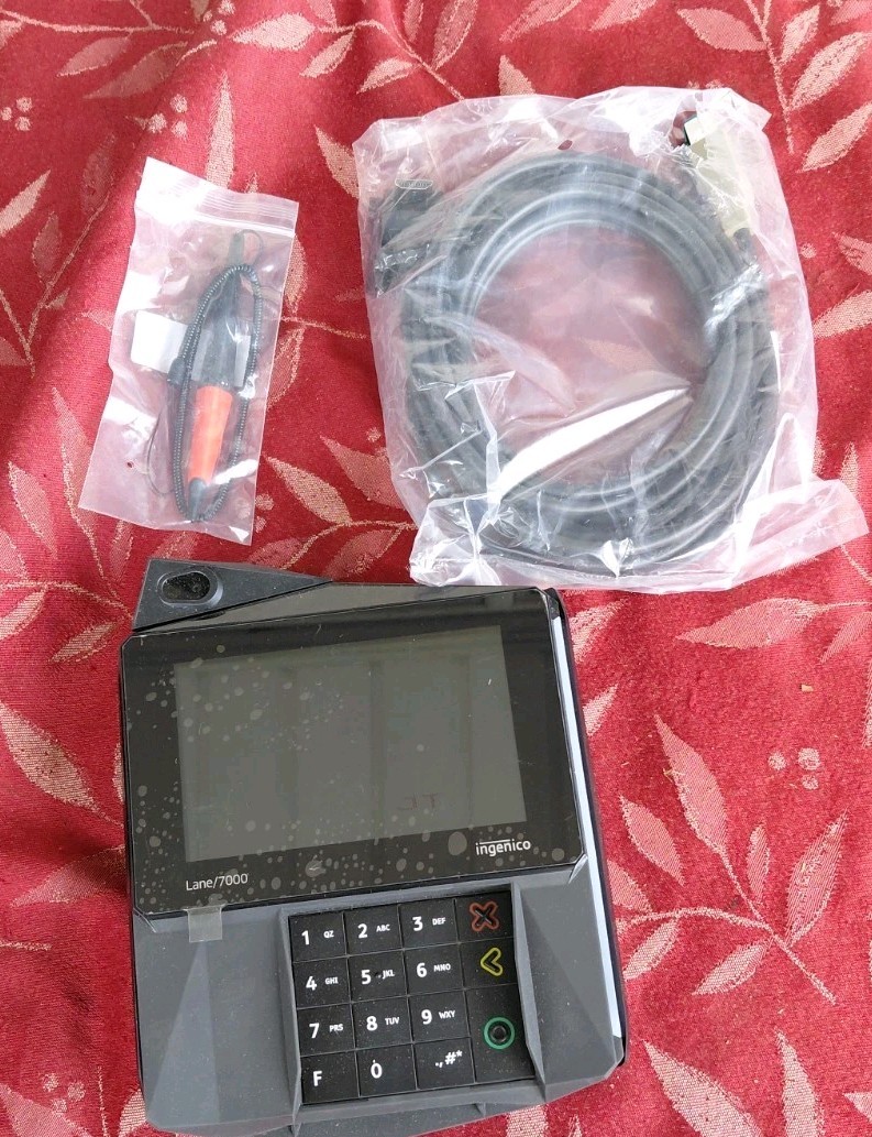 Ingenico Lane 7000 POS Credit Card Terminal Touchscreen EMV NFC Cord + Stylus