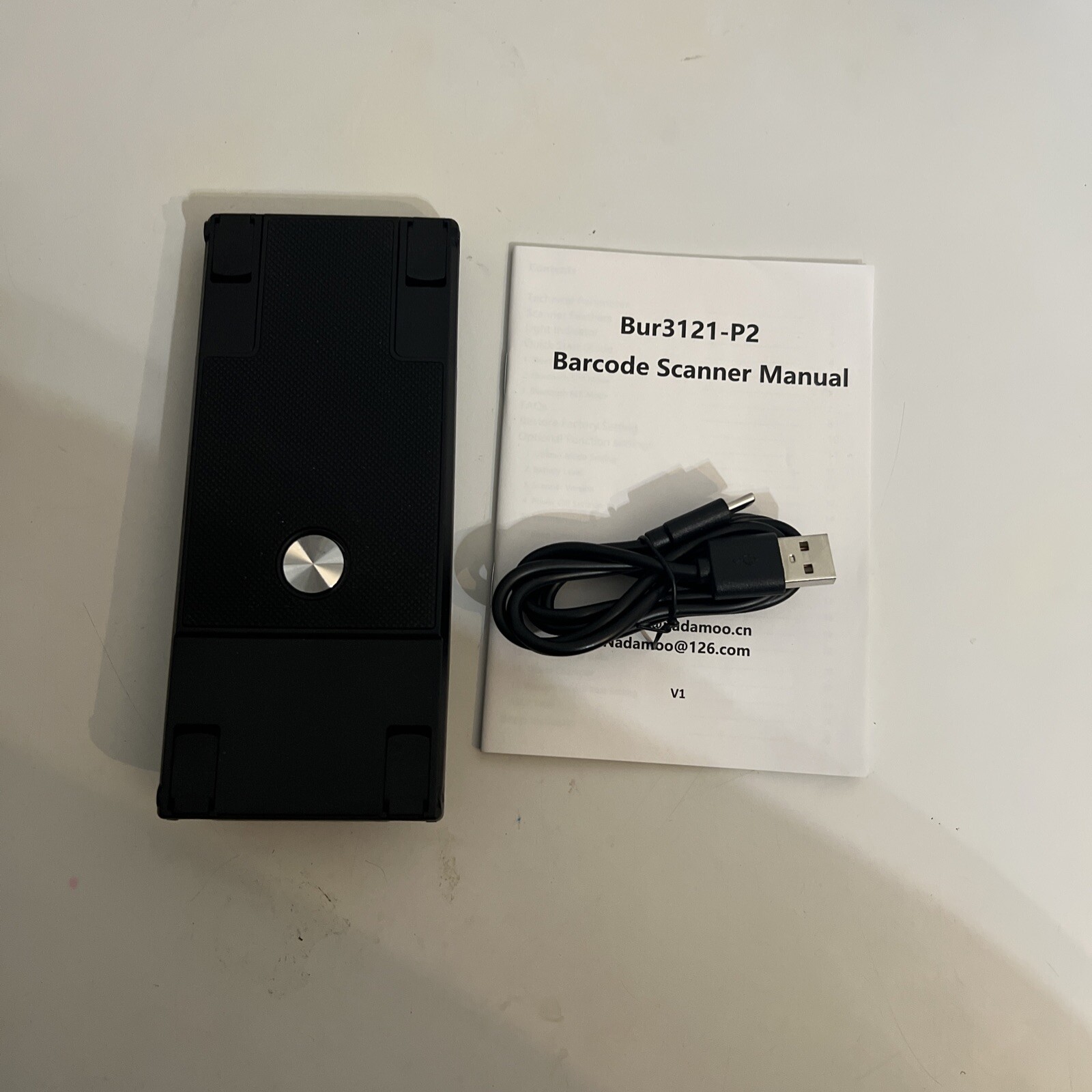 NADAMOO 2D Wireless Barcode Scanner Bluetooth for Back Clip CMOS