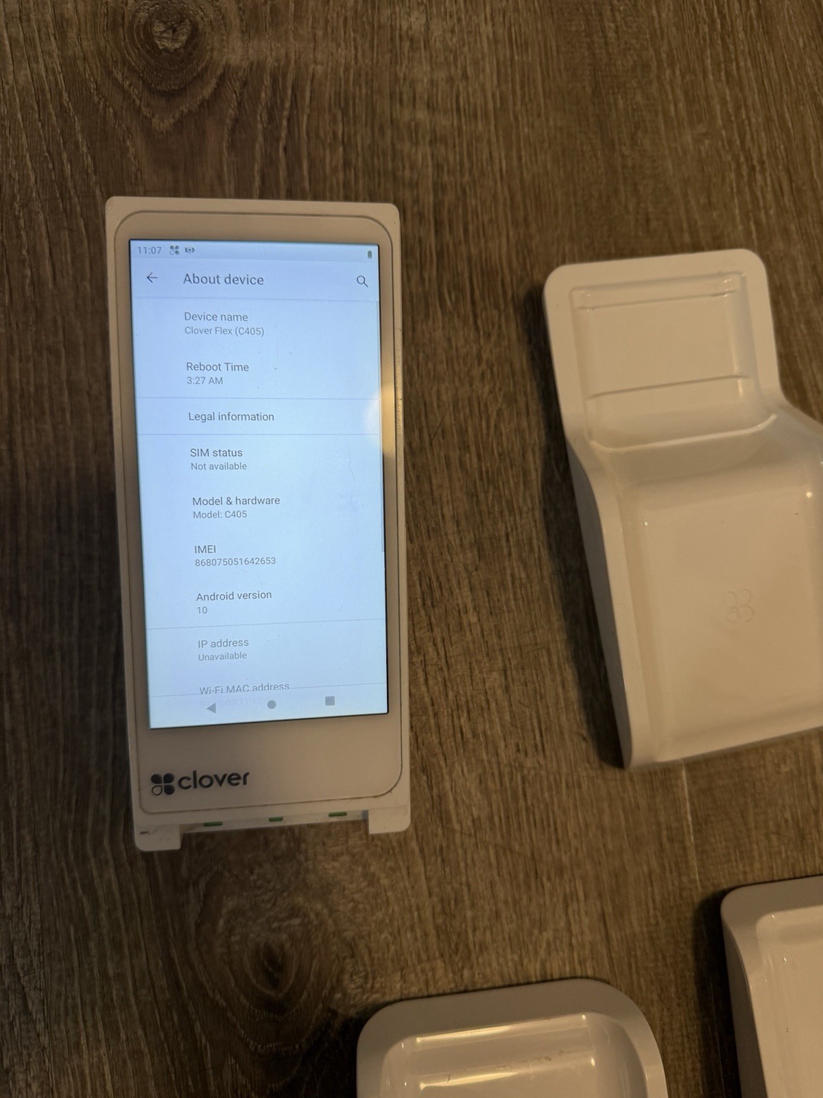 (2) – Clover Flex 3 C405 Terminal & K405 Wireless Cradle Bundle – AS-IS / LOCKED