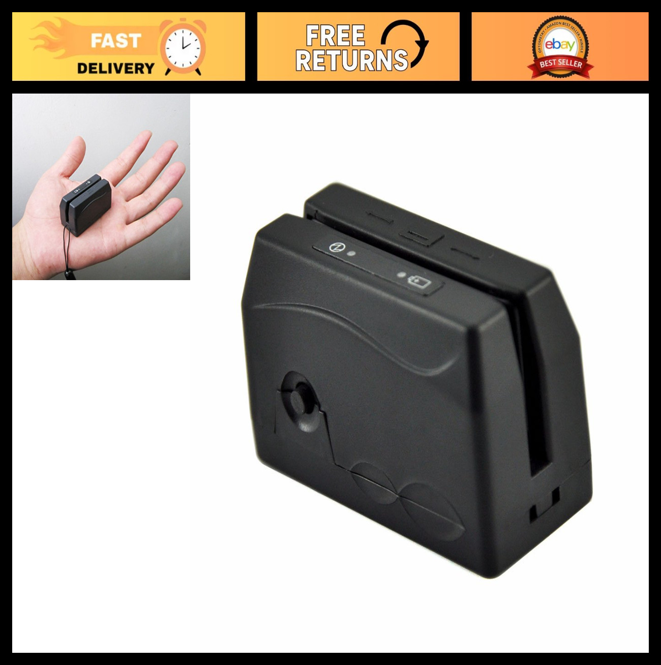 Portable USB Swipe Card Reader, MSR Reader for Credit/Debit Cards, Mini Size