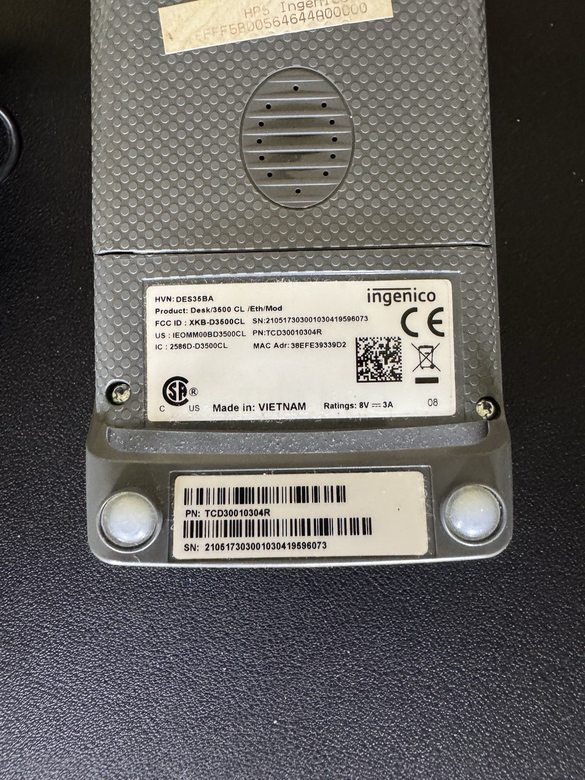 Ingenico Desk 3500 | Ethernet | Terminal |Card Reader | Need Factory Reset *READ