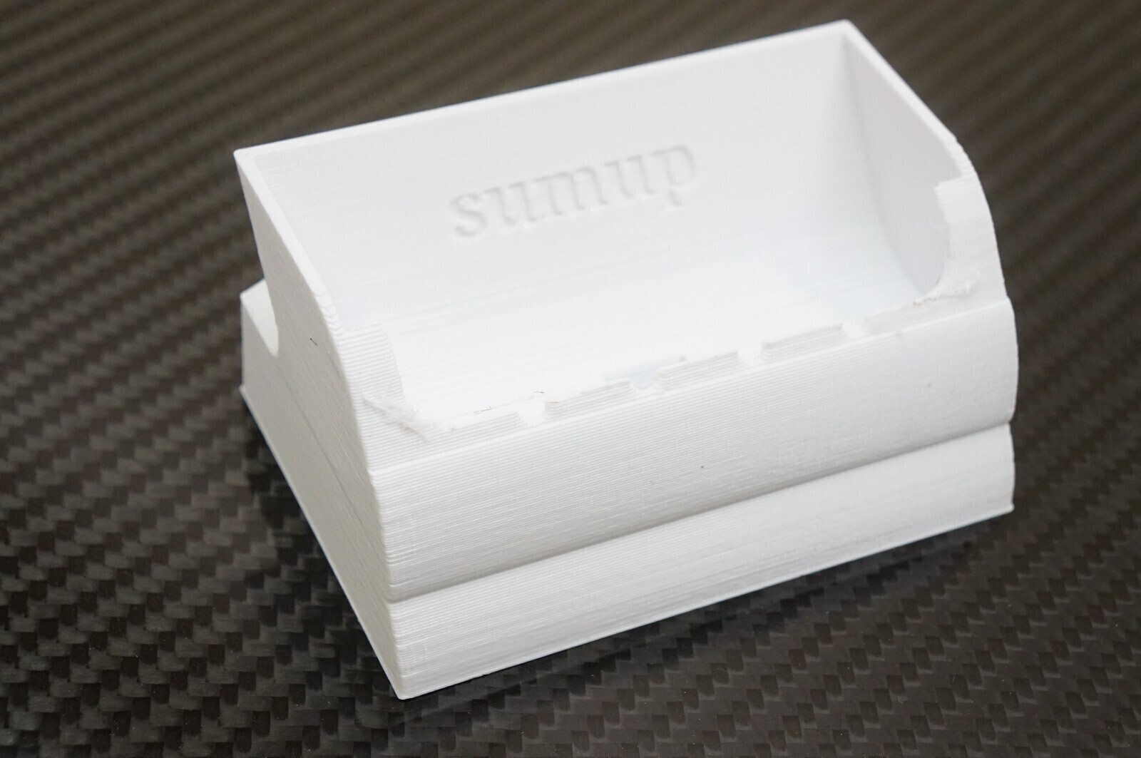 Angled Stand for SumUp Air card reader/terminal w/ charge cable cutout *White*