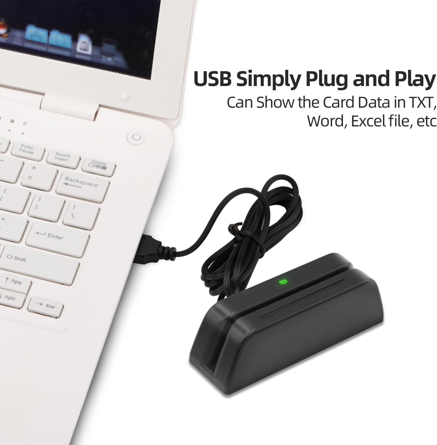 MSR123 3 Track Magnetic Stripe Swipe Reader POS Credit Card Swiper, USB Cable