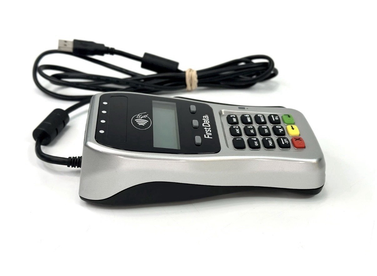First Data FD-35 Credit Card Reader EMV NFC Pin Pad DRE3-4. TESTED / WORKING