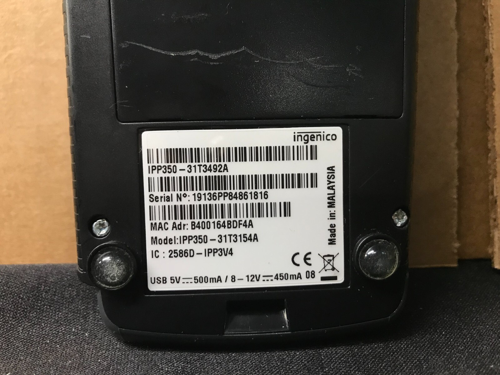 Ingenico iPP350-31T3154A USB Credit/Debit/Chip Card Reader Payment Terminal