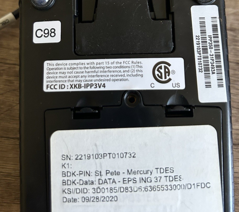 Ingenico iPP350 USB POS Credit Card Reader EMV Chip PIN Pad Terminal