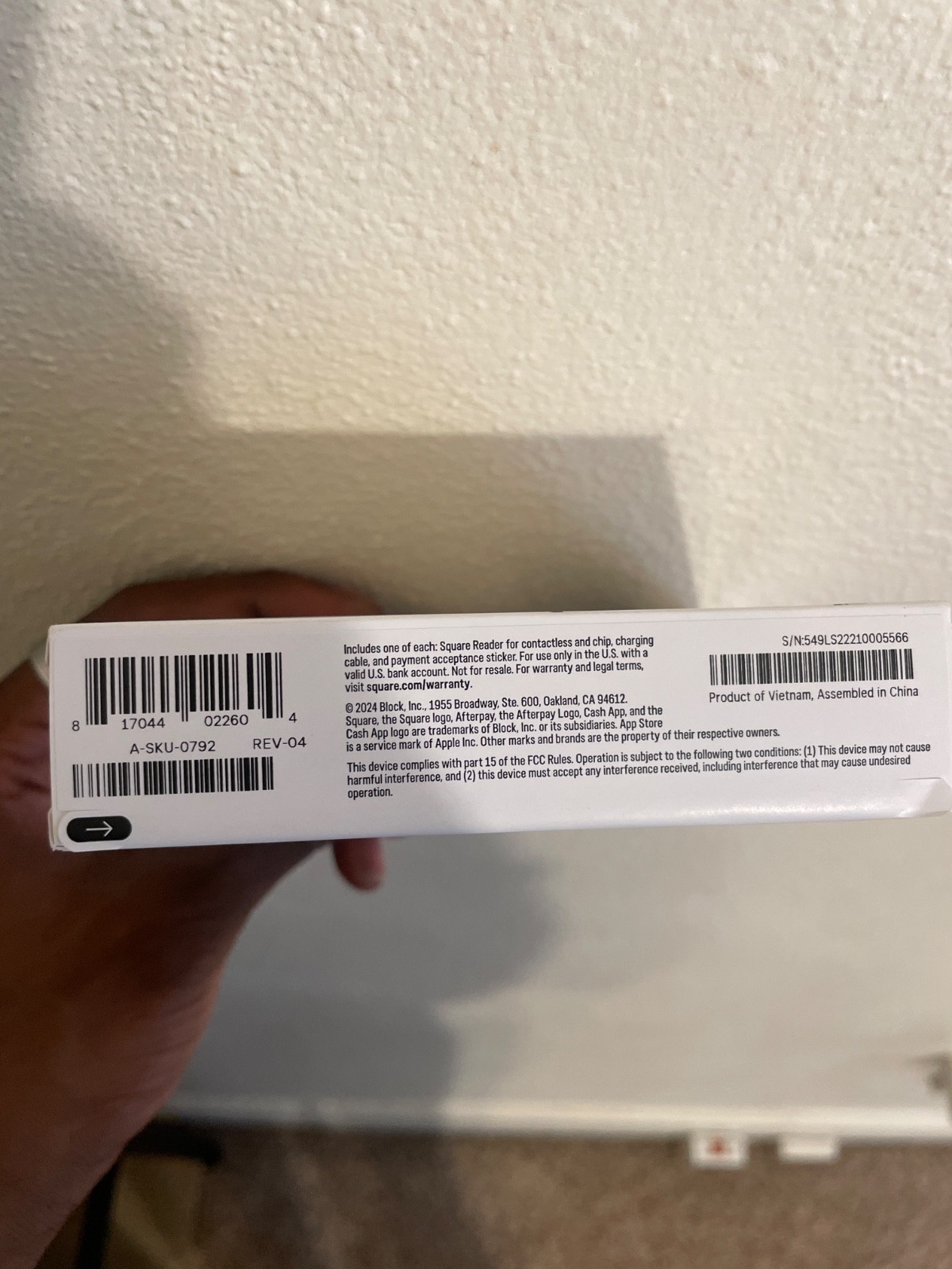 Square A-SKU-0792 Credit Card Reader for Contactless and Chip Machine 2nd Gen.