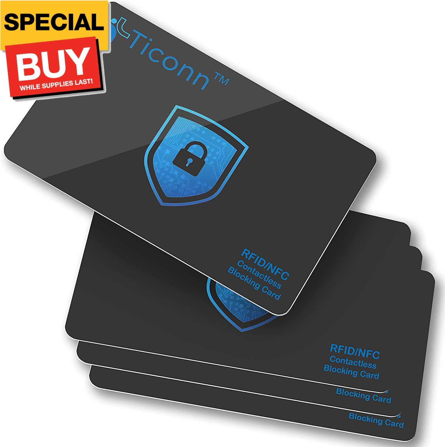 RFID Blocking Cards – 4 Pack, Premium Contactless NFC Debit Credit Card Passport