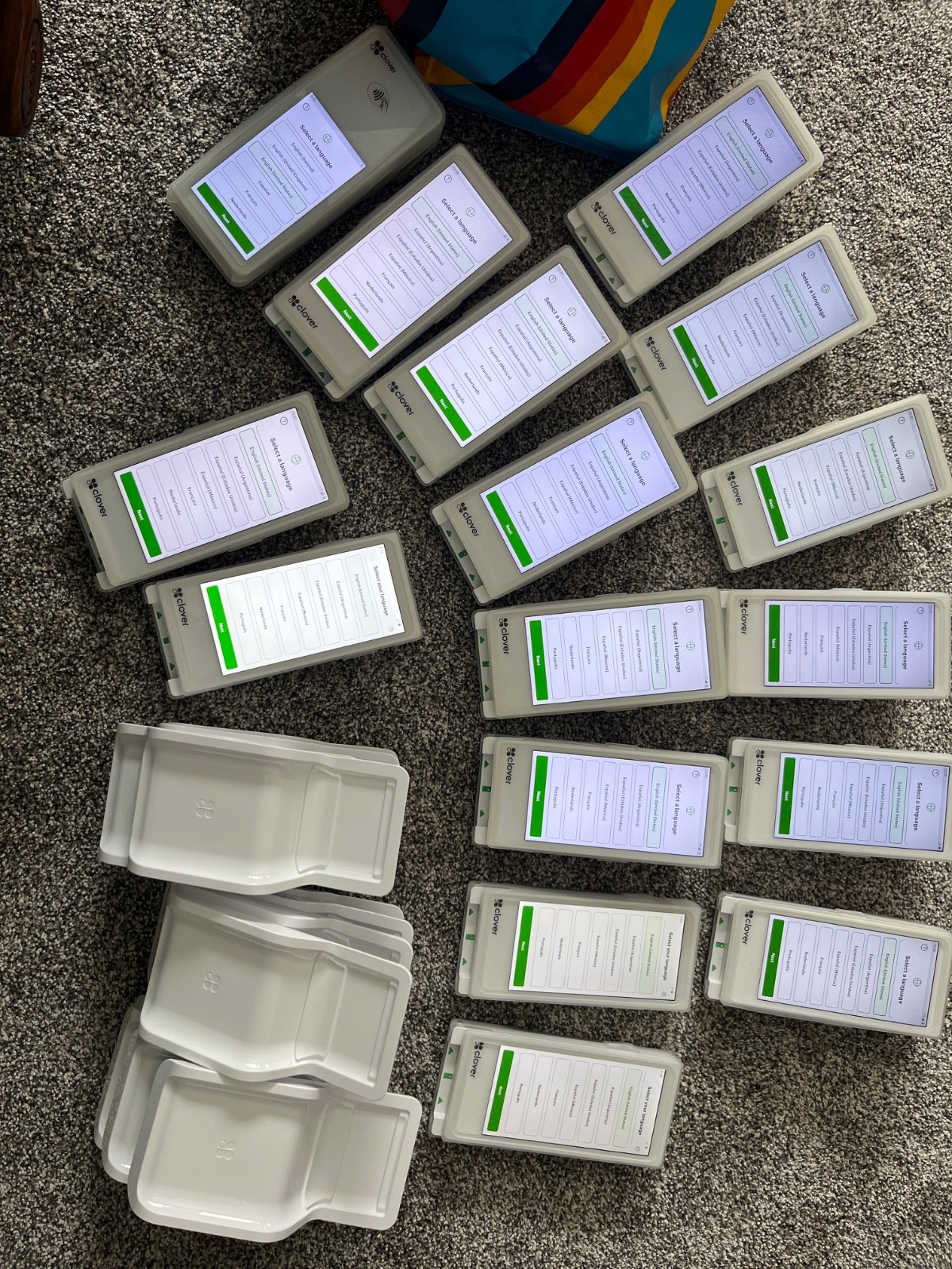 Clover flex 3 POS wireless units with cradle and power cord lot of 12