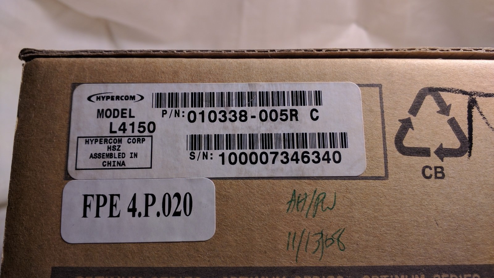 HYPERCOM Optimum L4150 Credit Card Terminal Reader Machine 010338-005R