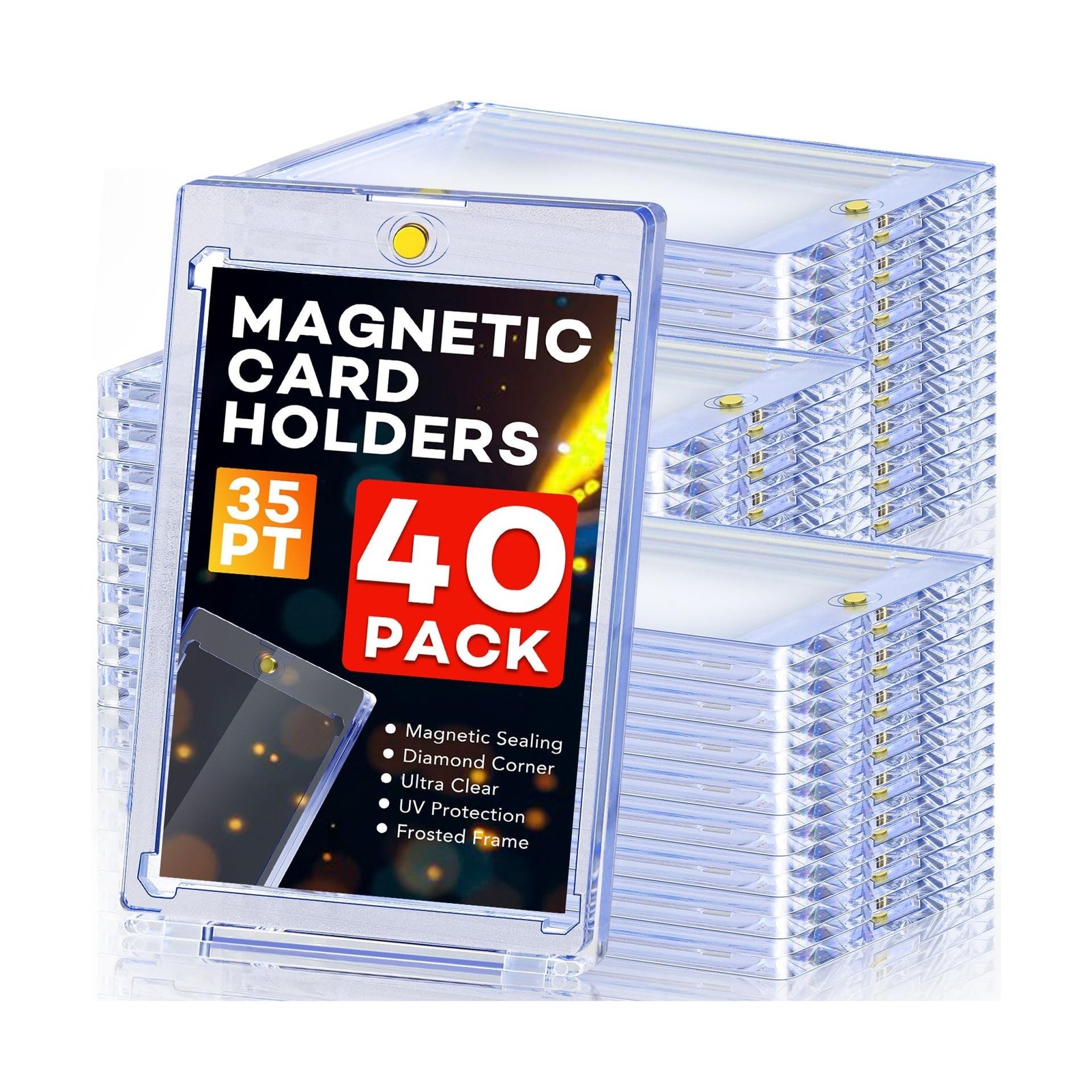 ZENOWICK 40ct Magnetic Card Holders, 35pt One Touch Card Holder… USA FAST SHIP