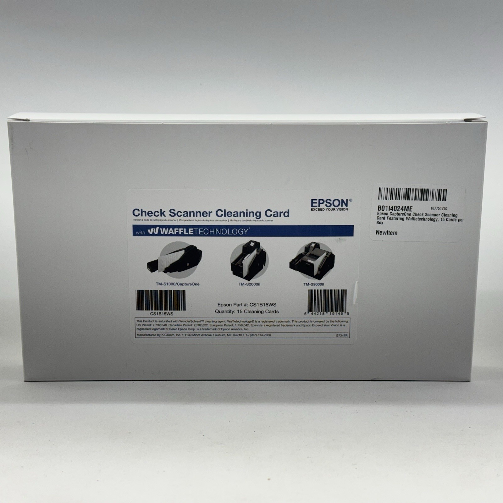 Epson CaptureOne Check Scanner Cleaning Card featuring Waffletechnology 15 Cards