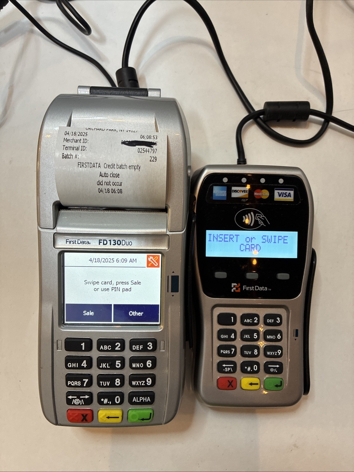 First Data FD130 Duo and FD-35 PIN Pad Credit Debit Card POS Terminal FD130Duo