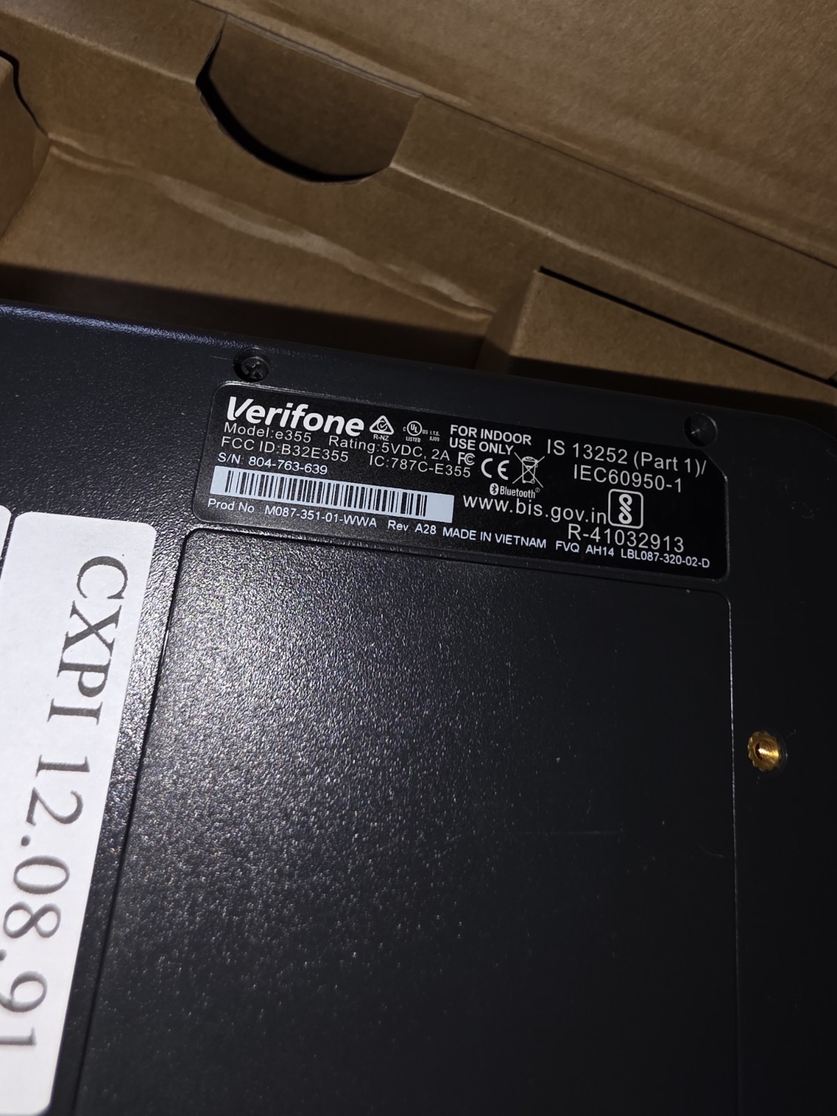 Verifone E355 EMV MSR CTLS POS Terminal BT WiFi Barcode Reader M087-351-01
