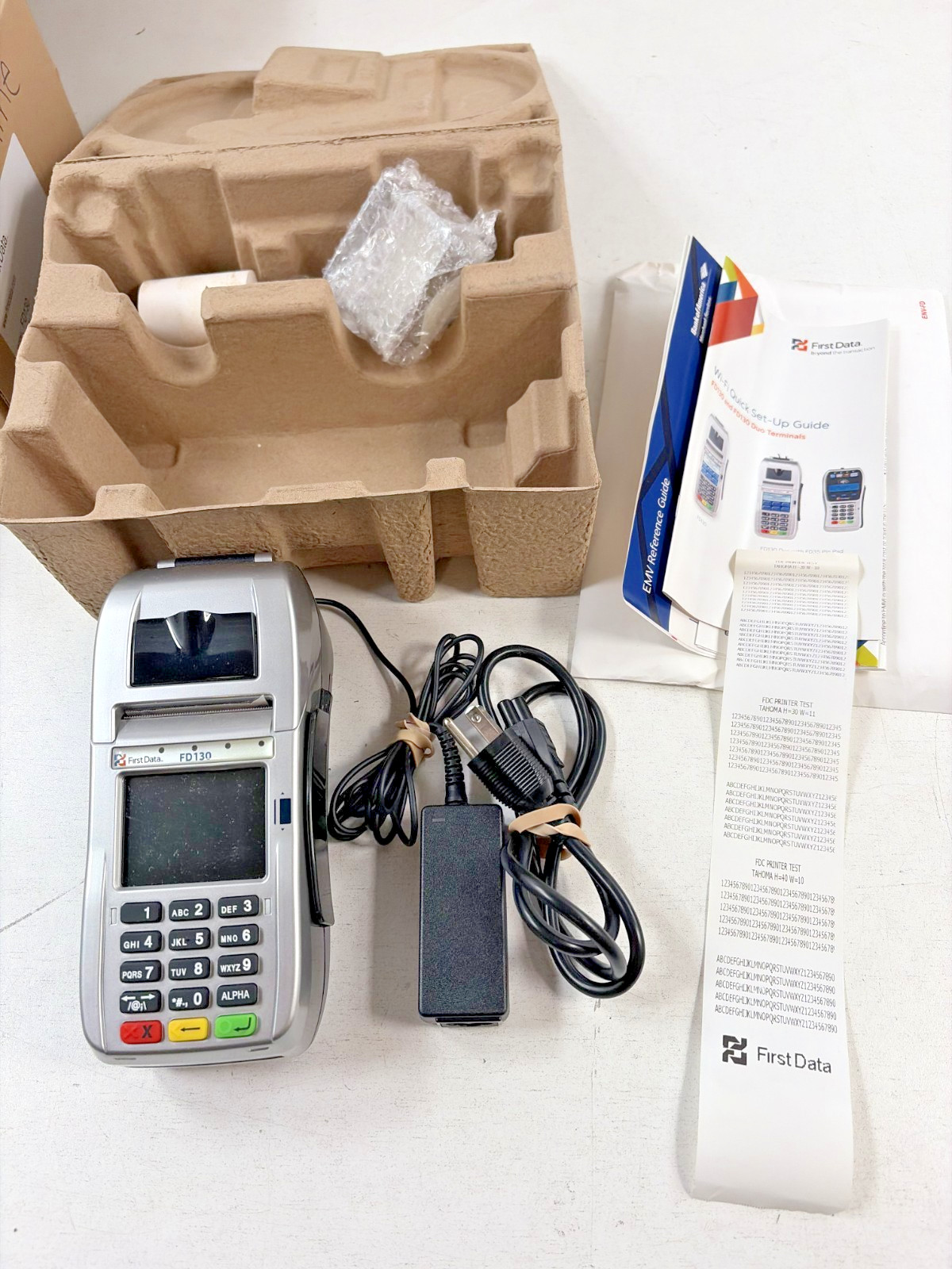 FIRST DATA FD130 Credit Card Machine Payment Terminal W/ Power Supply EMV NFC