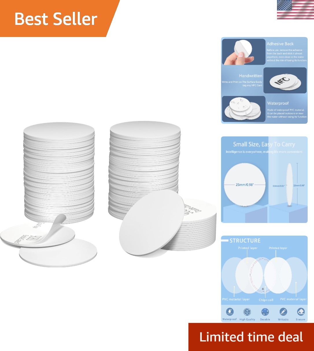 Versatile 50-Pack Adhesive NFC Tags NTAG215 – Perfect for DIY Projects and Gifts