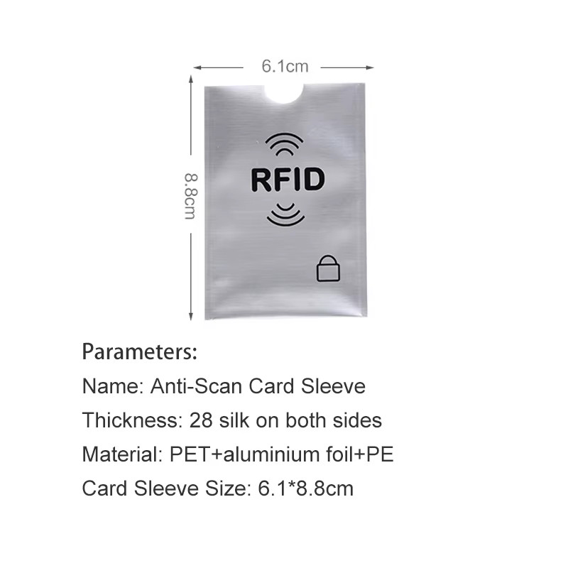 10Pcs Anti-Scan Card Sleeve Anti-Magnetic Anti-Theft anti RFID/NFC Scanning Alum