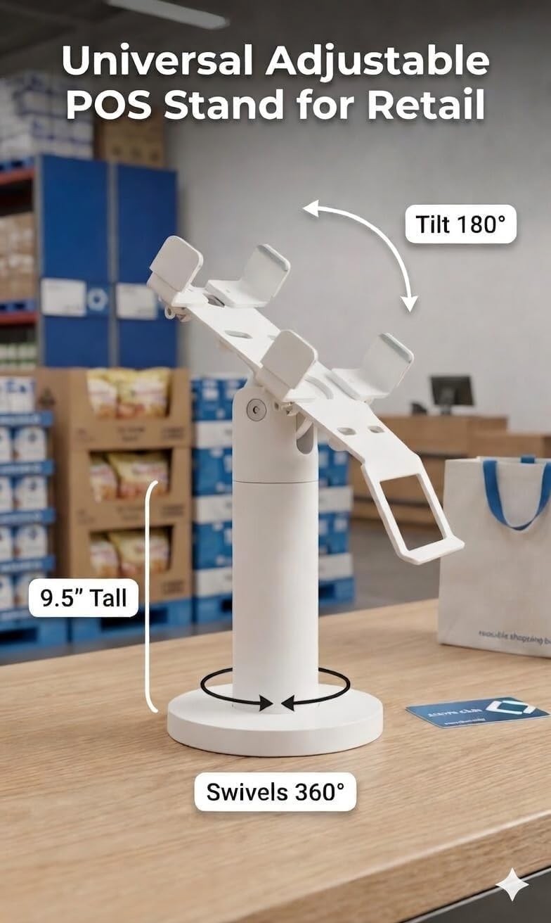 Universal POS Terminal Stand, 360° Swivel & Tilt Adjustable Payment Device