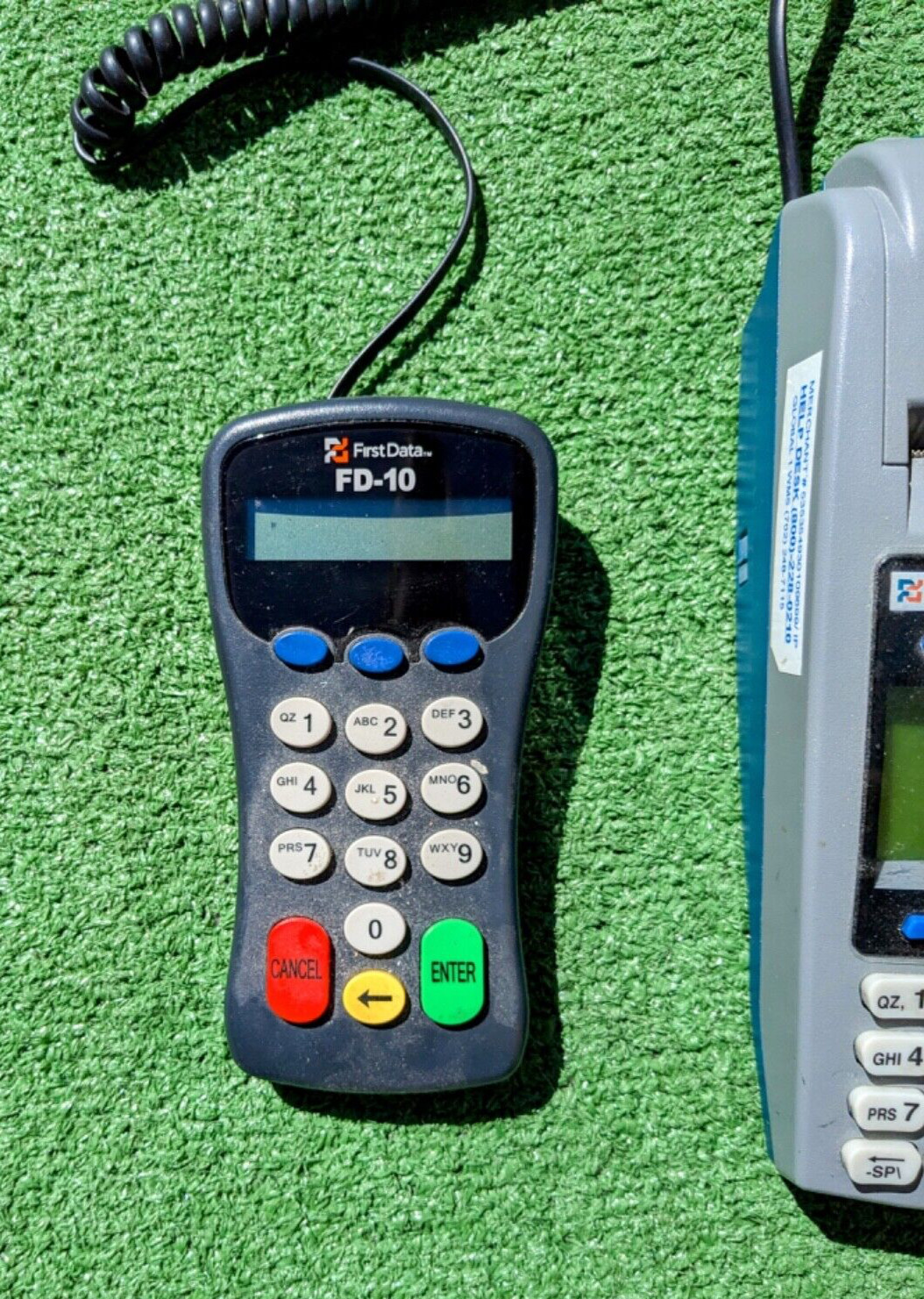 First Data POS FD50 Credit Debit Card Terminal+FD-10 Pin Pad Set NO Power Cord