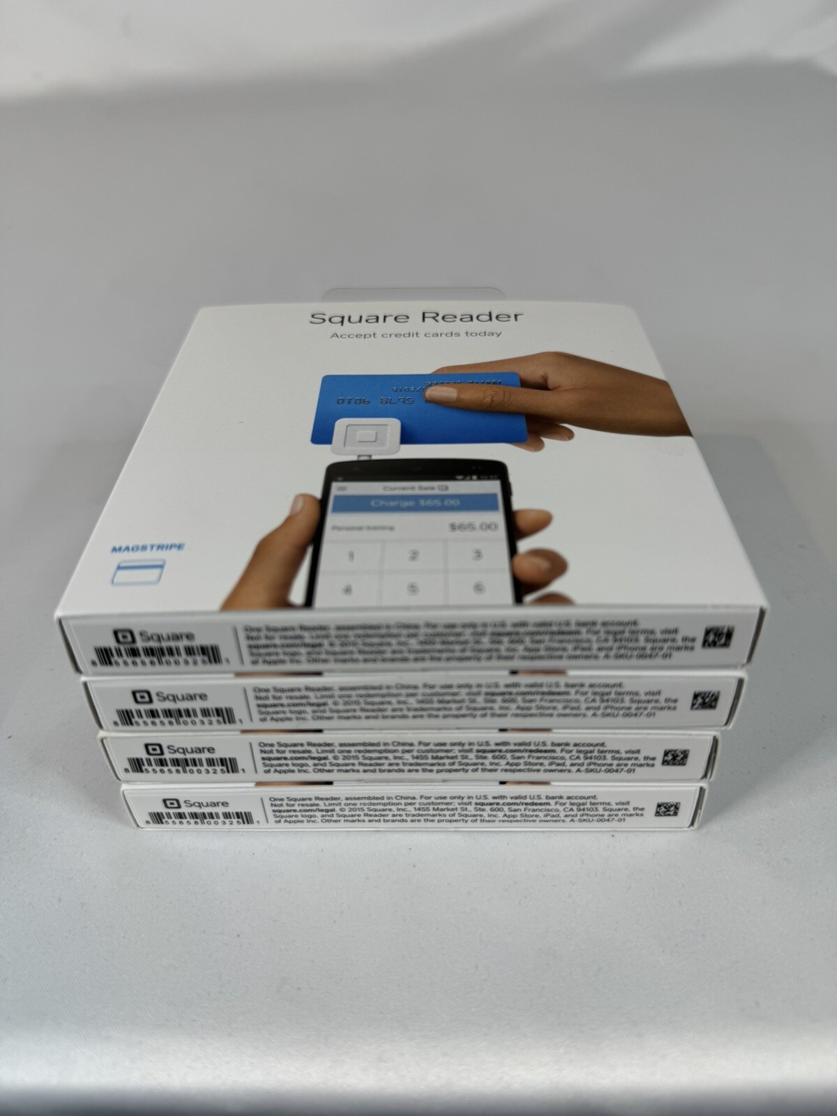 Lot of 4 Square A-SKU-0047 White Mobile Credit Debit Card Reader