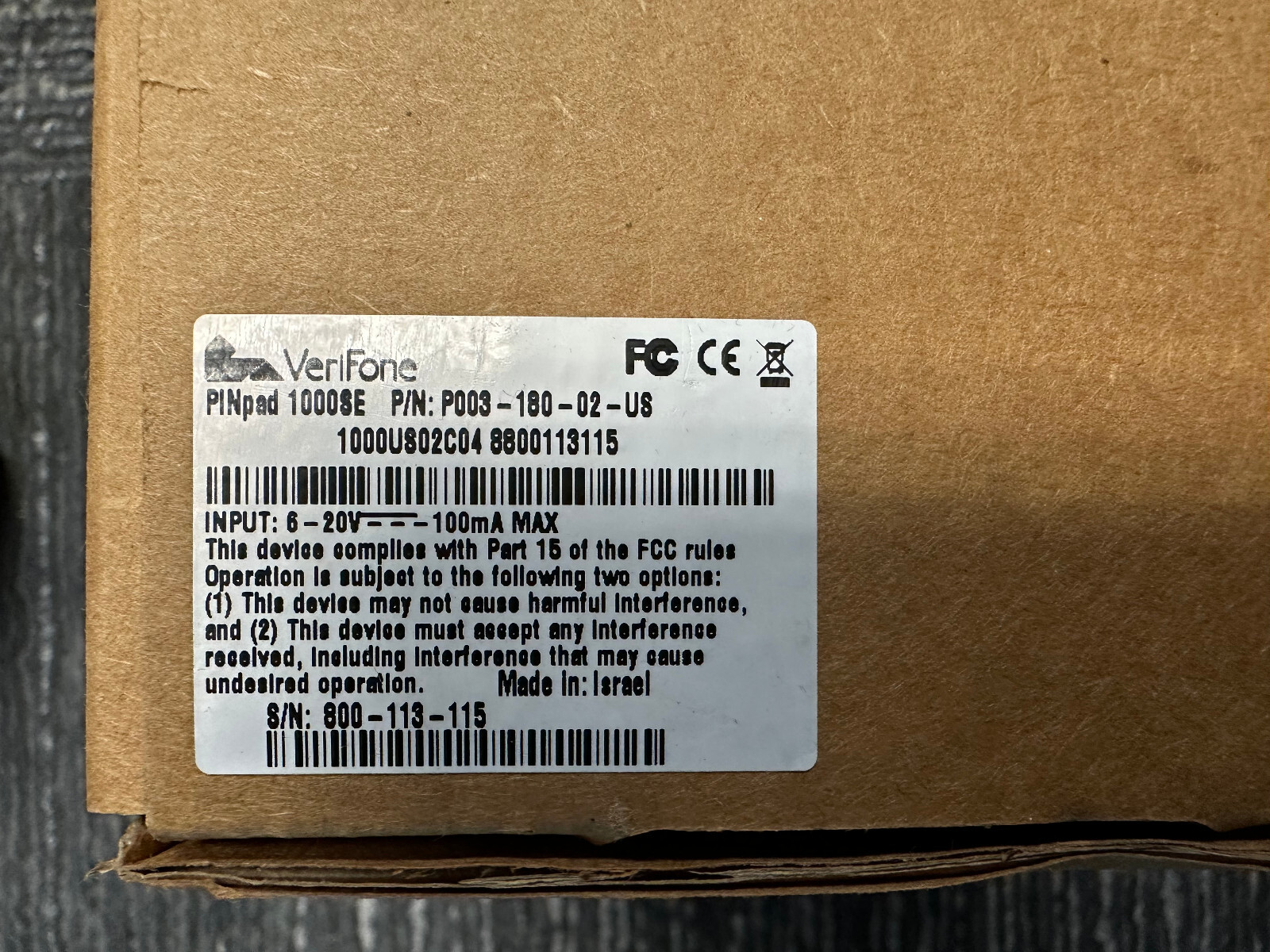 Lot of (2) VeriFone PINPad 1000SE Pin Pad – New with com port cable and power