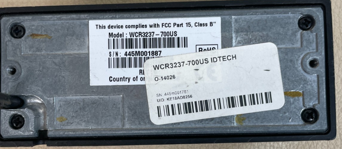 Lot of 3 ID TECH WCR3237-700US Magnetic Stripe Barcode Badge Card Reader